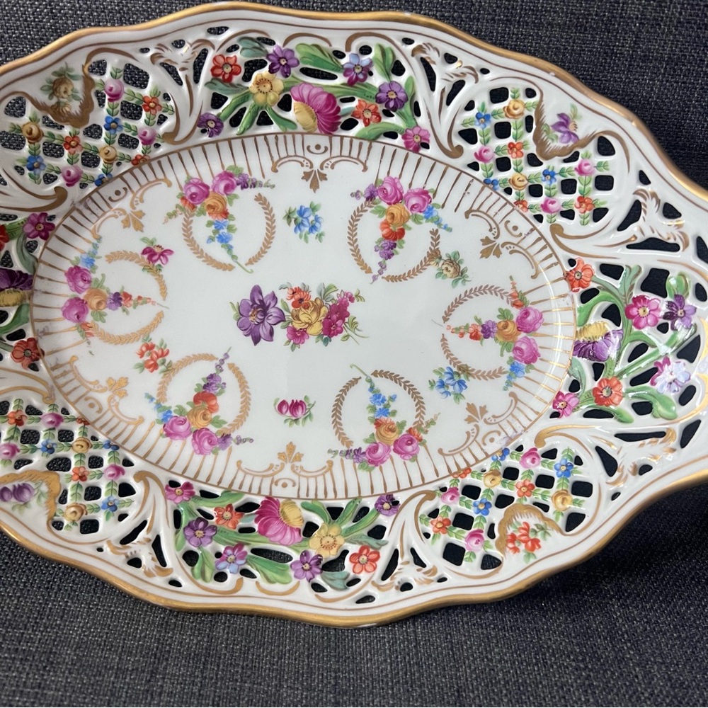 Vintage Schumann High Sided Platter / Fruit Bowl Dresden Bavaria Germany - Picture 3 of 12